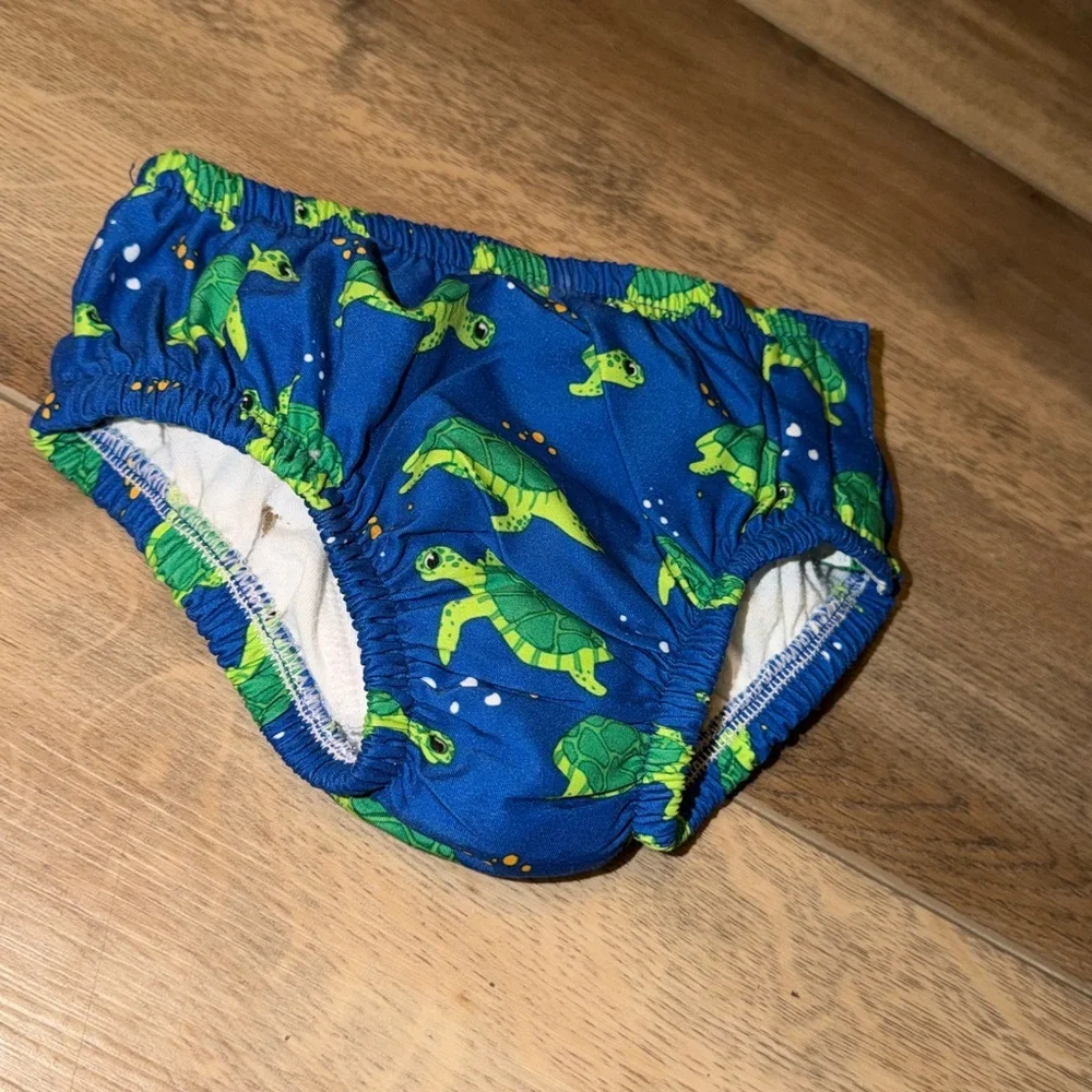 Blue Turtle Print Baby Swim Diaper 3-6m kids bottoms